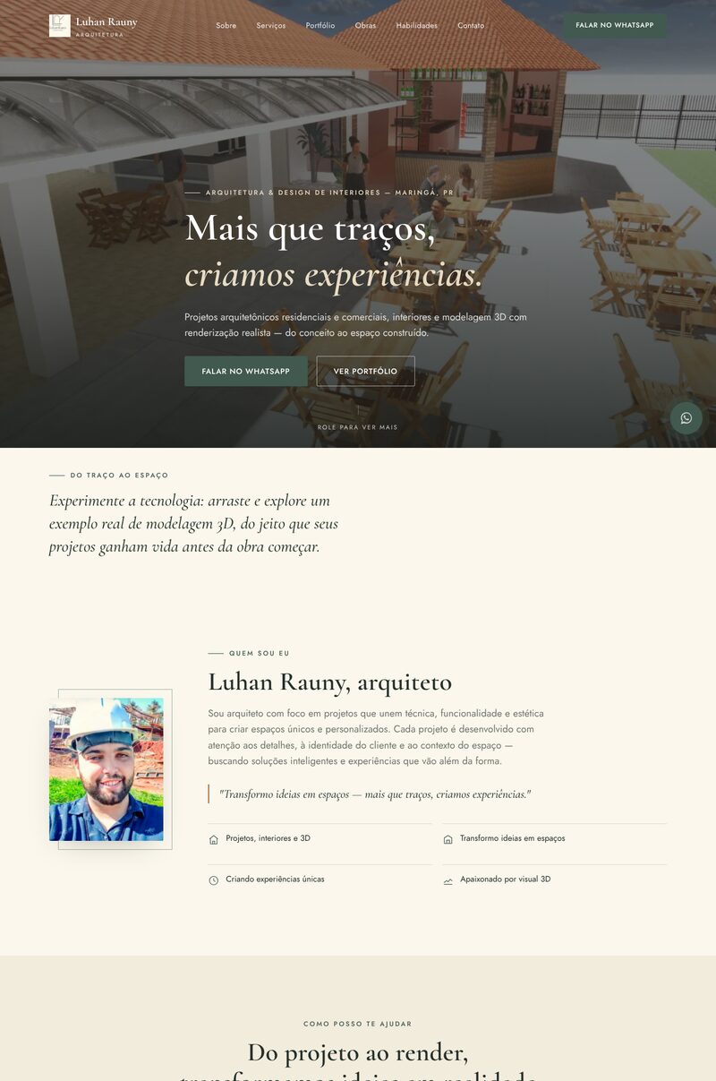 Prévia do site da Luhan Rauny Arquitetura
